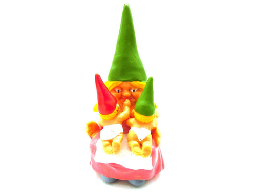 UpperDutch:,New born, Breast feeding breastfeeding Gnome figurine, after a design by Rien Poortvliet, Brb Gnome, Lisa the Gnome. Twin gift