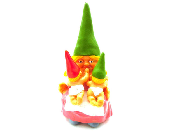 UpperDutch:Gnomes,New born, Breast feeding breastfeeding Gnome figurine, after a design by Rien Poortvliet, Brb Gnome, Lisa the Gnome. Twin gift