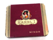 UpperDutch:Tin,Tobacco tin. Dutch cigar tin. Karel I Minor, Made in holland. Collectible advertising tobacco, cigar tin. Tobacciana.