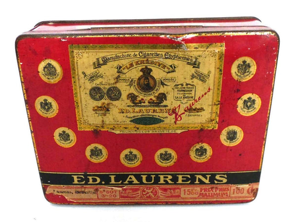 UpperDutch:Tin,Tobacco tin. Cigarettes tin. Ed Laurens, Scarabee. Collectible advertising tobacco, cigar tin. Tobacciana, storage.