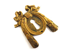 UpperDutch:Hooks and Hardware,Antique Solid Brass Keyhole plate, Keyhole cover, escutcheon, key hole frame, Ormolu finish, victorian style.