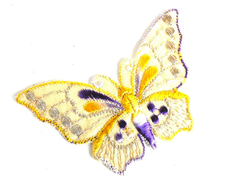 UpperDutch:Sewing Supplies,Butterfly applique, 1930s vintage embroidered applique. Vintage patch, sewing supply. Blue Applique, Crazy quilt
