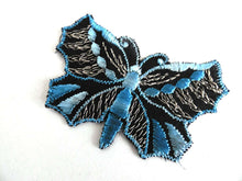 UpperDutch:Sewing Supplies,Butterfly applique, 1930s vintage embroidered applique. Vintage patch, sewing supply. Blue Applique, Crazy quilt