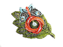 UpperDutch:Sewing Supplies,Applique, butterfly, flower patch, 1930s vintage embroidered applique. Vintage floral patch, sewing supply.