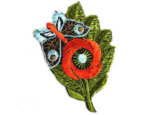 UpperDutch:Sewing Supplies,Applique, butterfly, flower patch, 1930s vintage embroidered applique. Vintage floral patch, sewing supply.
