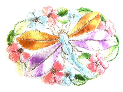 UpperDutch:Sewing Supplies,Antique Applique, Dragonfly Applique, 1930s embroidered dragonfly applique. Vintage patch, sewing supply. Applique, Crazy quilt.
