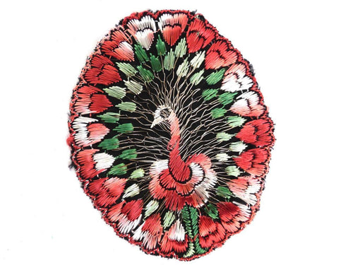 UpperDutch:Sewing Supplies,Peacock - Bird Applique, 1930s Vintage Embroidered Peacock applique, application, patch. Vintage patch, sewing supply.