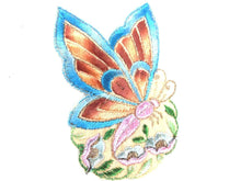 UpperDutch:Sewing Supplies,Applique, butterfly applique, 1930s vintage embroidered applique. Vintage floral patch, sewing supply.