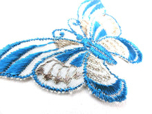 UpperDutch:Sewing Supplies,Butterfly applique, 1930s vintage embroidered applique. Vintage patch, sewing supply. Blue Applique, Crazy quilt.