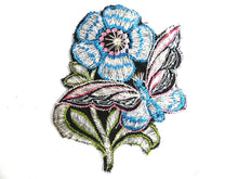 UpperDutch:Sewing Supplies,Applique, butterfly, flower patch, 1930s vintage embroidered applique. Vintage floral patch, sewing supply.