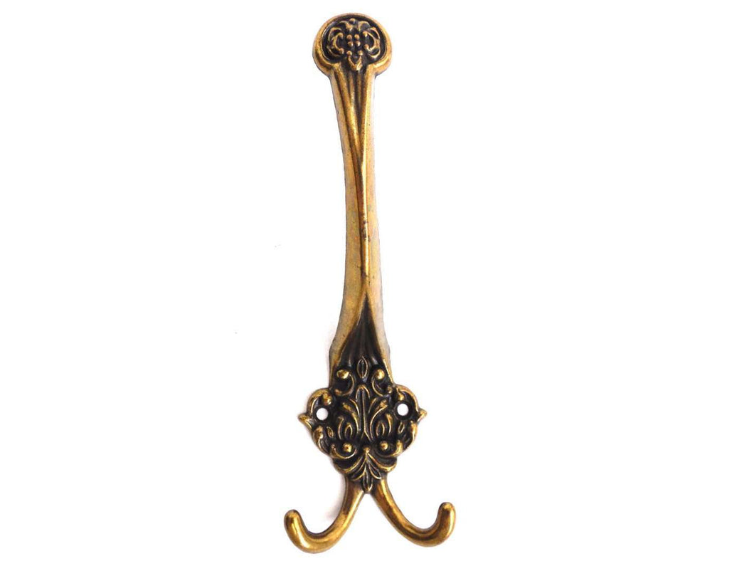 UpperDutch:Hooks and Hardware,Coat hook, Wall hook, Vintage Brass Ornate Victorian style hook, Victorian style hook.