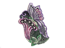 UpperDutch:Sewing Supplies,Applique, butterfly on flower applique, 1930s vintage embroidered applique. Vintage floral patch, sewing supply.