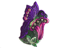 UpperDutch:Sewing Supplies,Applique, butterfly on flower applique, 1930s vintage embroidered applique. Vintage floral patch, sewing supply.