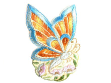 UpperDutch:Sewing Supplies,Applique, butterfly applique, 1930s vintage embroidered applique. Vintage floral patch, sewing supply.