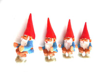UpperDutch:Gnomes,ONE David the Gnome figurine after a design by Rien Poortvliet, Brb gnome, Sitting Gnome, mini garden gnome.