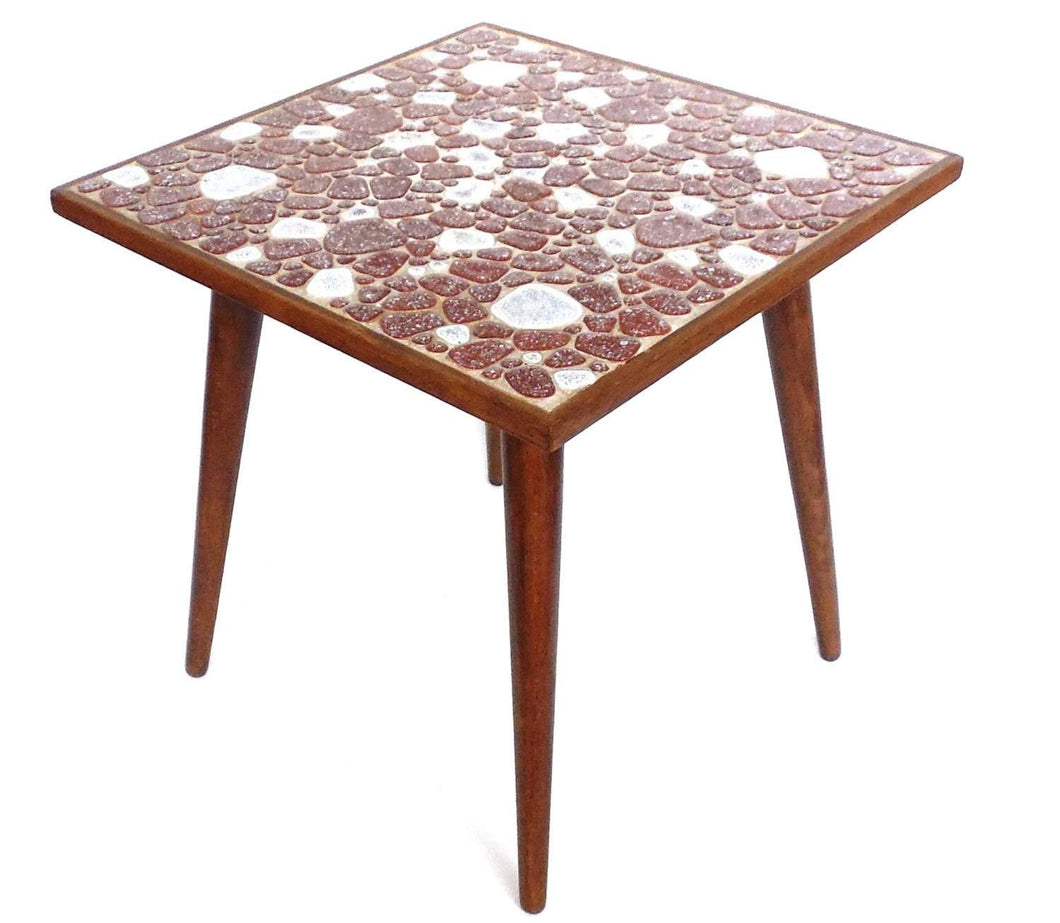 UpperDutch:Furniture,Vintage Small Side Table, Plant stand, Mosaic Table, Mid Century. 1950s-1960s, Retro table, Mosaic, End table.