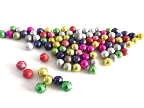 UpperDutch:Marbles,Shiny Antique Marbles, Mix of 90 Very Small Rare Clay Glittery Marbles, mixed colors colours. Colored coloured Jewelry supply.