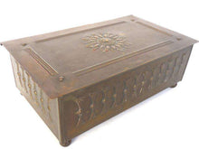 UpperDutch:Tin,Antique Brass Cigar Box, Hinged Copper Box, Art nouveau copper box, Cigar Casket, Art Nouveau design, brass cigar box.
