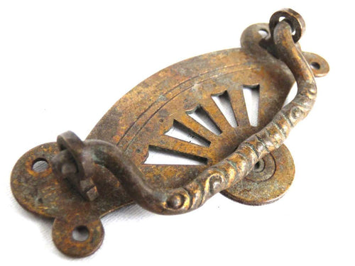 UpperDutch:Hooks and Hardware,Art Deco Antique Cabinet Drawer Drop Pull, Escutcheon.