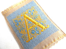 UpperDutch:Sewing Supplies,Monogram A Applique  1930s Vintage Embroidered 'Letter A' applique. Alphabet Patch / Monogram application, antique letter.