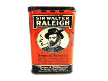 UpperDutch:Tin,Tobacco tin. Sir Walter Raleigh Smoking Tobacco tin. Collectible advertising tobacco, cigar tin. Tobacciana, storage.