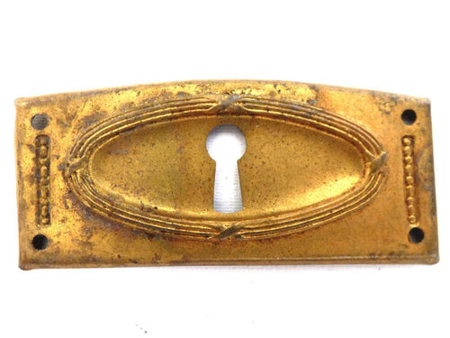 UpperDutch:Hooks and Hardware,Authentic Art Deco Keyhole cover, Stamped Escutcheon, key hole plate.