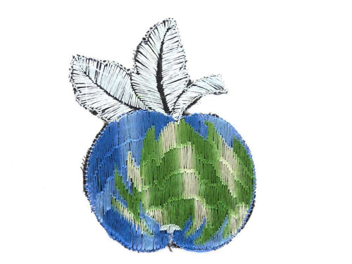 UpperDutch:Sewing Supplies,Fruit patch, peach - apple applique, 1930s vintage embroidered applique. Vintage patch, sewing supply.