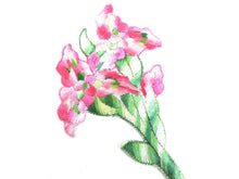 UpperDutch:Sewing Supplies,Antique Flower applique, 1930s vintage embroidered applique. Vintage floral patch, sewing supply, pink flowers.