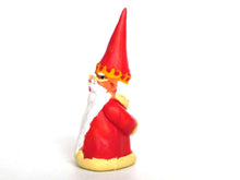 UpperDutch:,ONE King Gnome figurine, after a design by Rien Poortvliet, Brb Gnome, David the Gnome. Wearing a crown and cloak.