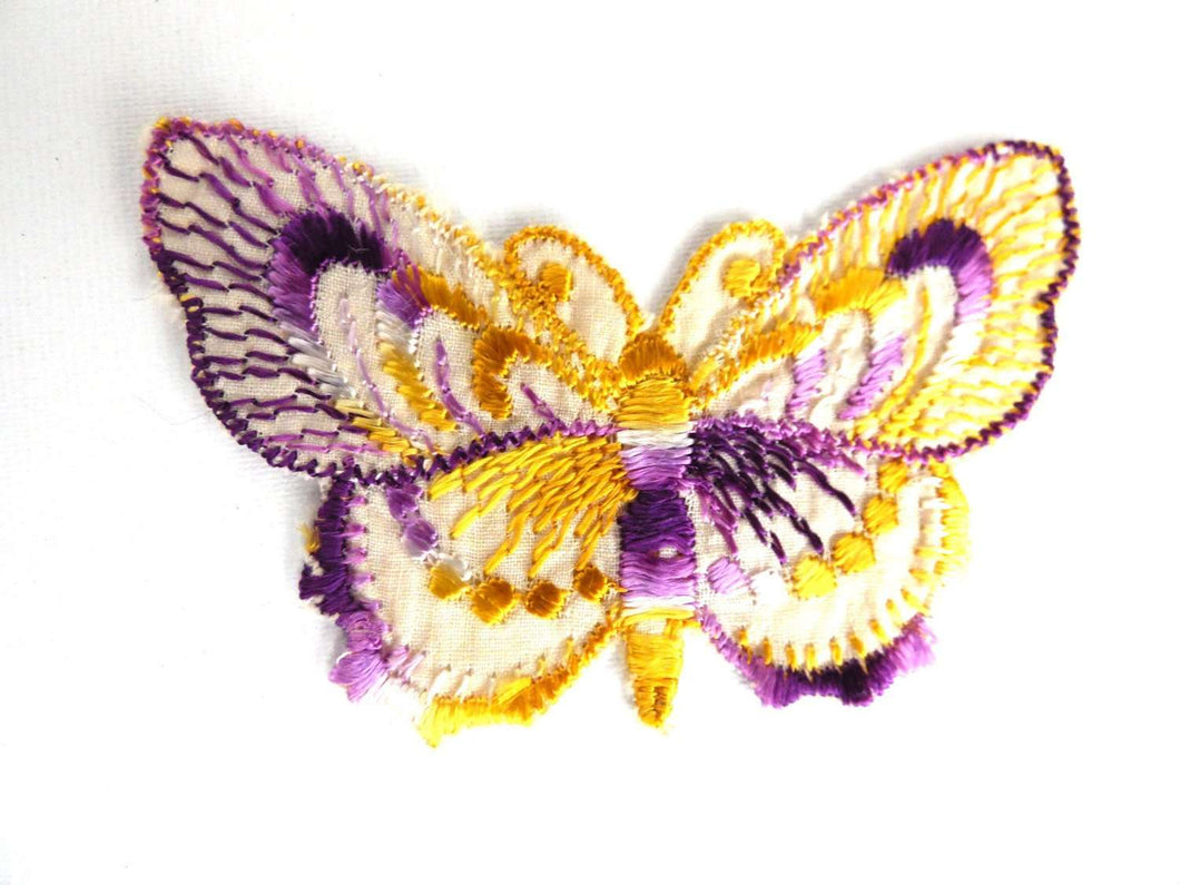 UpperDutch:Sewing Supplies,Butterfly applique, 1930s vintage embroidered applique. Vintage patch, sewing supply. Antique Applique, Crazy quilt.