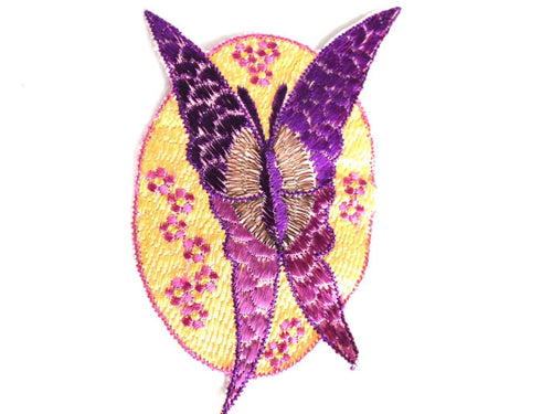 UpperDutch:Sewing Supplies,Applique, butterfly applique, 1930s vintage embroidered applique. Vintage floral patch, sewing supply.