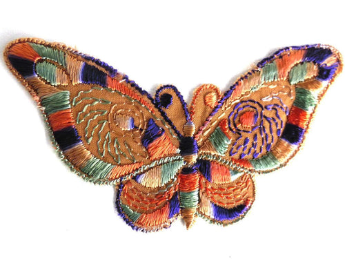 UpperDutch:Sewing Supplies,Butterfly applique, 1930s vintage embroidered applique. Vintage patch, sewing supply. antique Applique, Crazy quilt.