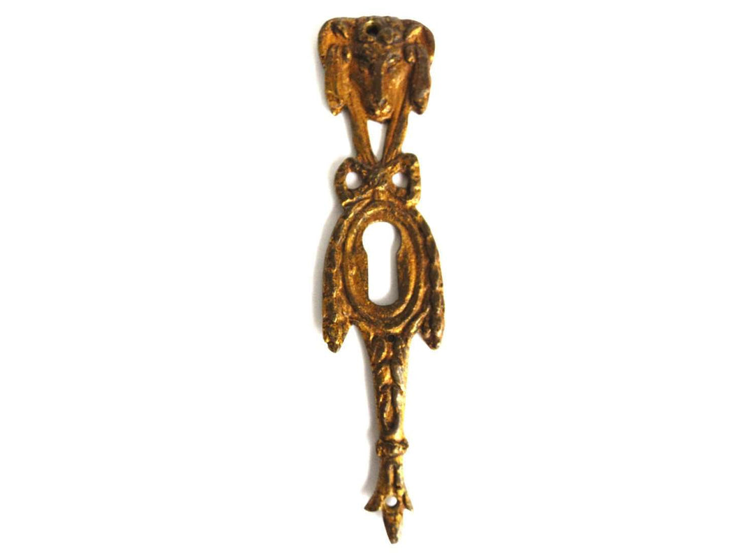 UpperDutch:Hooks and Hardware,Antique Keyhole cover, escutcheon, Ornate brass keyhole frame, Ormolu finish, victorian style.