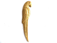 UpperDutch:Hooks and Hardware,Brass Parrot Applique Bird ornament, escutcheon, furniture applique.