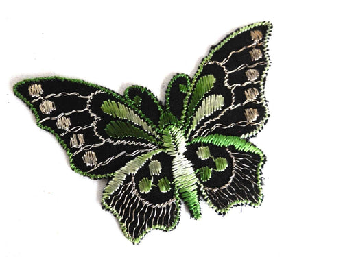 UpperDutch:Sewing Supplies,Butterfly applique, 1930s vintage embroidered applique. Vintage patch, sewing supply. Green Applique, Crazy quilt