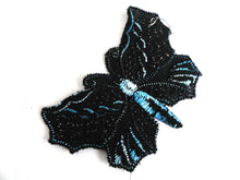 UpperDutch:Sewing Supplies,Butterfly applique, 1930s vintage embroidered applique. Vintage patch, sewing supply. Blue Applique, Crazy quilt