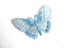 UpperDutch:Sewing Supplies,Butterfly applique, 1930s vintage embroidered applique. Vintage patch, sewing supply. Blue Applique, Crazy quilt