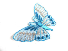 UpperDutch:Sewing Supplies,Butterfly applique, 1930s vintage embroidered applique. Vintage patch, sewing supply. Blue Applique, Crazy quilt