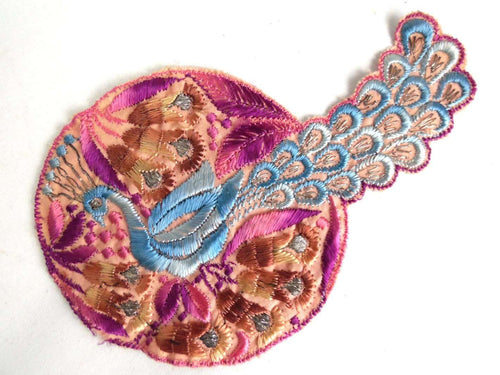 UpperDutch:Sewing Supplies,Peacock, Bird Applique, 1930s Vintage Embroidered Peacock applique, application, patch. Vintage patch, sewing supply.