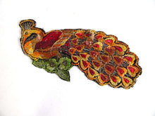 UpperDutch:Sewing Supplies,Peacock Applique, 1930s Antique Embroidered Peacock applique, application, patch. Vintage bird patch, sewing supply.