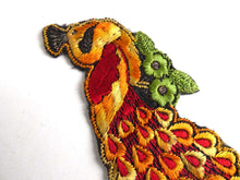 UpperDutch:Sewing Supplies,Peacock Applique, 1930s Antique Embroidered Peacock applique, application, patch. Vintage bird patch, sewing supply.