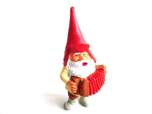 UpperDutch:Gnomes,Gnome figurine, Gnome after a design by Rien Poortvliet, Brb Gnome, David the Gnome, gnome with accordion.