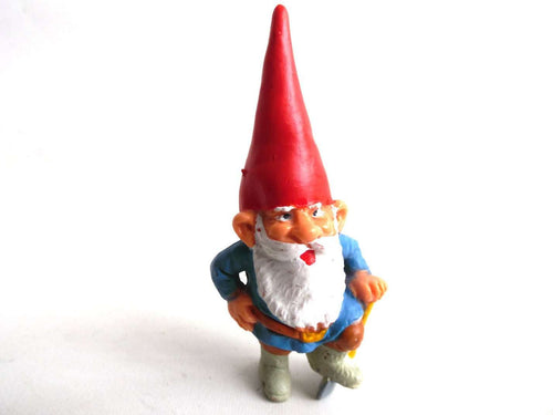UpperDutch:Gnomes,1 (ONE) Gnome figurine, Gnome after a design by Rien Poortvliet, Brb Gnome, David the Gnome, miniature gnome with ax. Lumberjack