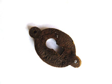 UpperDutch:Hooks and Hardware,1 (ONE) small Oval Keyhole cover, Antique brass escutcheon, key hole frame, plate.