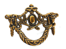 UpperDutch:Hooks and Hardware,1 (one) Drawer Handle, Victorian style Antique Drawer Handle, Vintage Solid Brass Ornate Drawer Pull, Goat, Ram.