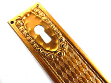 UpperDutch:Hooks and Hardware,1 (ONE) Keyhole cover, Brass Stamped Floral Escutcheon, keyhole plate, with roses.