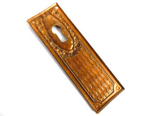 UpperDutch:Hooks and Hardware,1 (ONE) Keyhole cover, Brass Stamped Floral Escutcheon, keyhole plate, with roses.