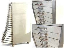 UpperDutch:Home and Decor,Authentic metal file cabinet on wheels. 21 Drawers filing cabinet, grey, beautifully aged, rustic. Industrial document storage solution.