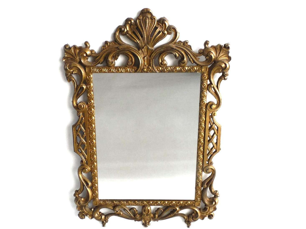 UpperDutch:Home and Decor,Mirror, Vintage Brass plated Victorian Style Mirror. Made in Italy.