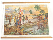 UpperDutch:School Chart,Pull down chart, Columbus, School chart. Columbus takes possession of Guanahani 12th of October 1492 San Salvador, Columbus day.